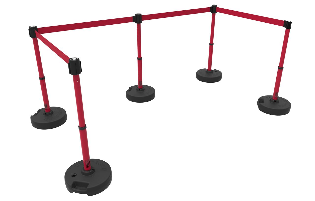 Banner Stakes Plus Barrier Set X5 With Red Blank Banner